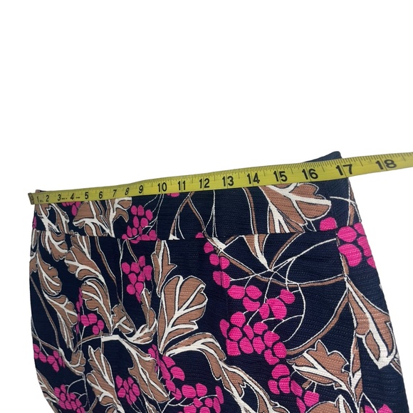 Ann Taylor Factory Floral Pencil Skirt Navy Pink Berry Tan Leaf Print Sz 10 NWT - Picture 4 of 8
